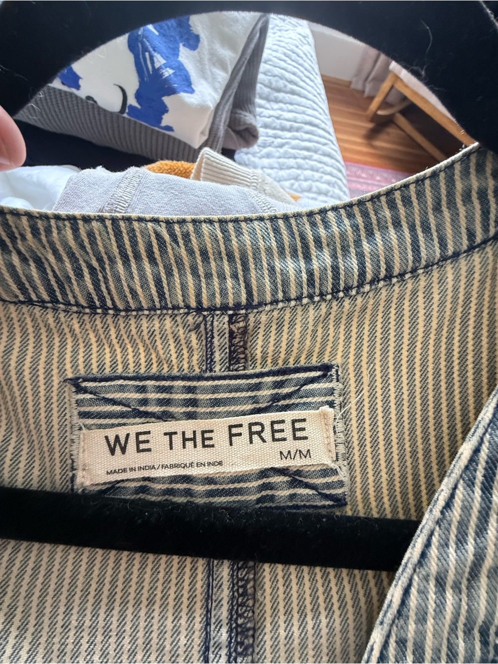 We the Free Free People South Side Shirt Indigo Stripes Size Medium - Picture 4 of 4